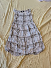 Reformation Linen Dress XS Ivory with light brown lines