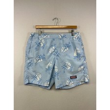 Nautical Preppy Vineyard Vines Mens Size M Light Blue Sailboat Swim Trunks