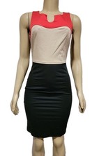 Bebe Women's Size XS Stretch Bodycon Sheath Dress Colorblock Tri-color #CC