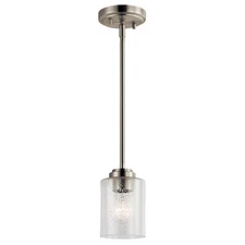 KICHLER Winslow 1-Light Brushed Nickel Mini Pendant with Clear Seeded Glass