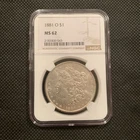 1881-O U.S. MORGAN SILVER DOLLAR - MS 62 - NGC GRADED!