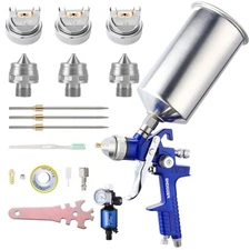 Professional HVLP Gravity Feed Air Spray Gun Set with 1.4 1.7 2.0mm Nozzles, ...