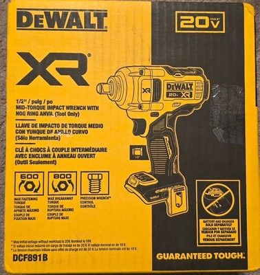 Dewalt DCF891B 1/2'' 20V Max XR Brushless Mid Range Impact Wrench Tool Only New!