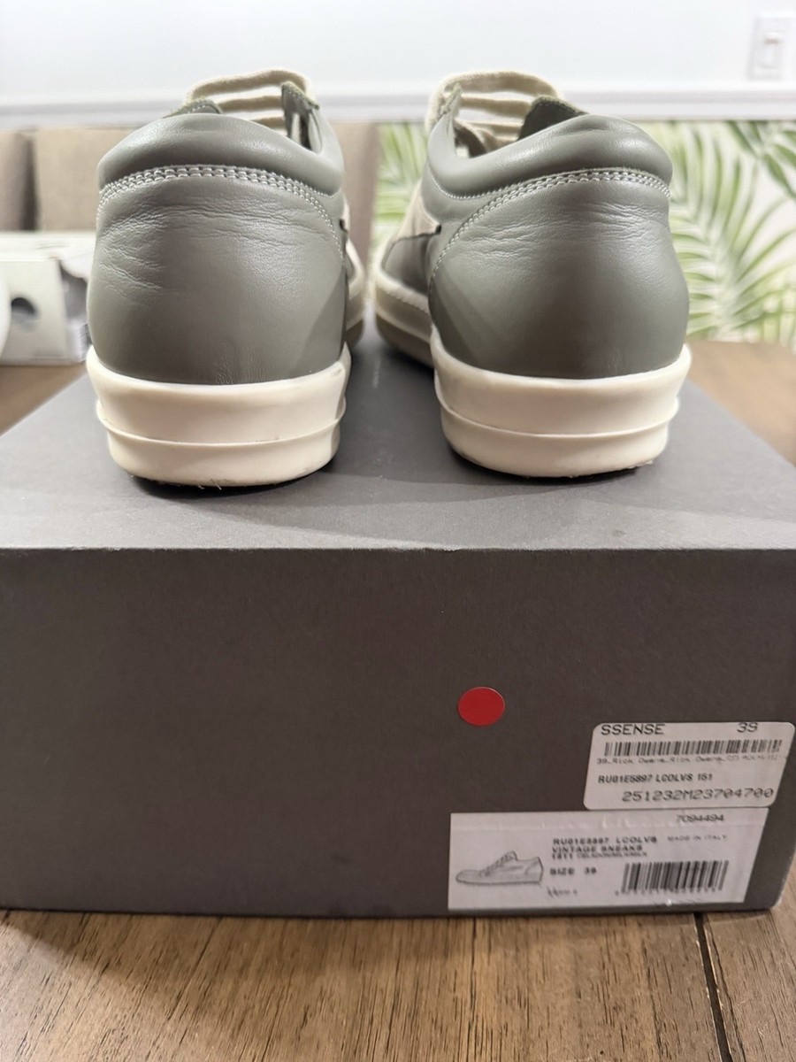 Rick Owens RU01E5897 LCOLVS 151 Celadon Milk Leather Sneakers Size