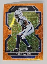 Rock Ya-Sin 2022 Panini Prizm Orange Laser #28 Detroit Lions Card NM
