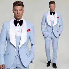 Men's Business Wedding Suits Set Shawl Lapel Formal Office Prom Suits 3 Pieces