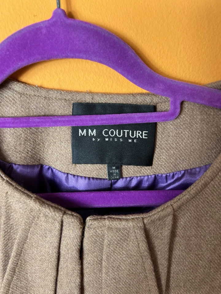 MM Couture By Miss Me 棕色羊毛西装外套 L 码 — 第 2/4 张图片