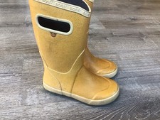 Bogs Boots Youth Size 2 Yellow Glitter Rain Rubber Classic Pull On Boot