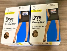 BRAND NEW Leggs L'EGGS Control Top Pantyhose Sz B NUDE SHEER Toe 3 PAIRS PER BOX