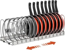 Housolution Pot and Pan Organizer Rack Expandable Stainless Steel 14 Dividers
