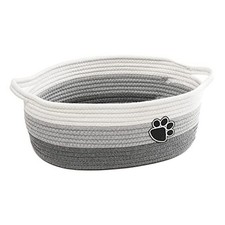 Small Woven Baskets for Organizing Rope Storage Basket with Handle Grey-white