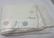 Vintage Cream Quiltex Satin Edge Binding Baby Blanket Cuddle Acrylic 48 X 34