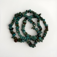 Genuine Turquoise Chip Stretch Bracelets Natural Gemstone Boho Jewelry Set Of 3