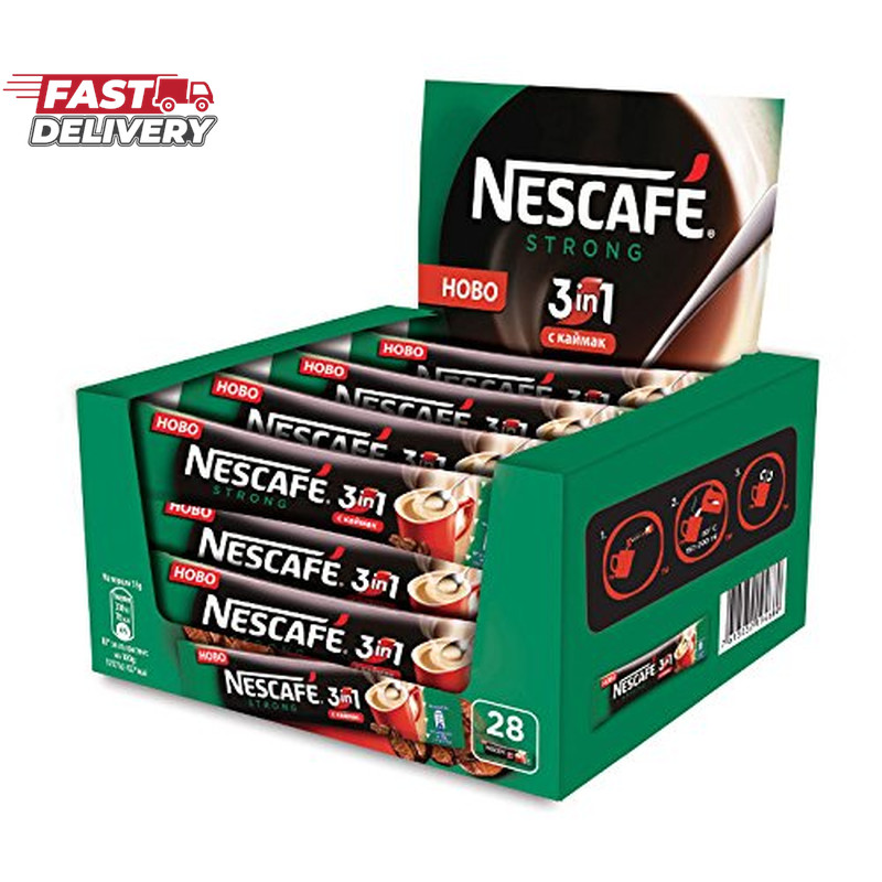 Nescafe 3 in 1 Strong Instant Coffee Single Packets, (Pack o