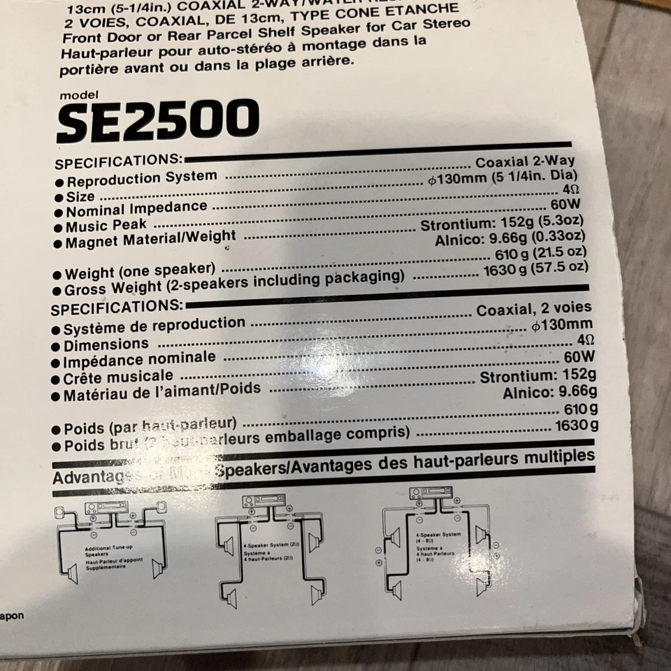 Clarion SE2500 Coaxial , 2-way 3 1/2 Inch flush mount Car Speakers 60W  90db New - Image 4 of 4