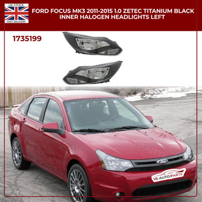 FOCUS MK3 2011 TO 2015 1.6 ZETEC TITANIUM BLACK INNER FRONT HEADLIGHT LAMPS PAIR