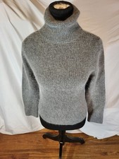 Maglione Lucidity Angora misto capelli coniglio girocollo cappuccio grigio waffle donna med