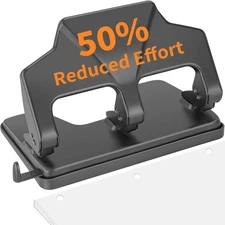 Heavy Duty 3 Hole Punch 40-Sheet Heavy Duty Paper Punch 50% Reduced Effort 3-...