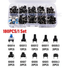 180Pcs Micro Momentary Tact Switch Kit Tactile Push Button Switch 10 Types