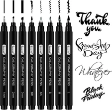 Calligraphy Pens,8 Size Calligraphy Pens for Writing,Brush Pens Calligraphy Set