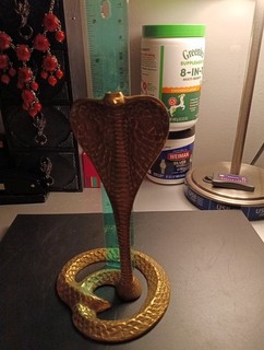 Vintage Mid Century Brass Cobra Snake Figurine 7.5” Tall