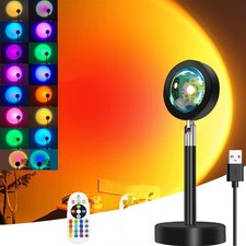 Sunset Lamp Projector Night Lights Desk Floor Kids Remote Projection 16 Colours