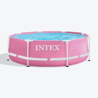 Intex 28290EH 8ft x 30in Round Metal Frame Above Ground Swimming Pool Pink