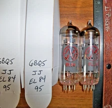 2 Strong Matched JJ Electronics EL 84 ~ 6BQ5 Tubes - 95% / 95%