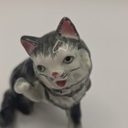 Vintage Gray Tabby Cat Figurine Raised Paw Marked "Japan" Black/Gray/White — photo 5