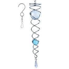 12 inch Gazing Ball Spiral Tail, Prefdo Stainless Steel Wind Lake Blue
