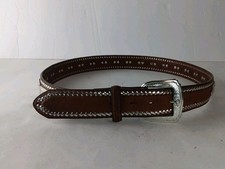 Justin Belt Mens Size 40 Brown Silver Leather Concho Western 9078 D