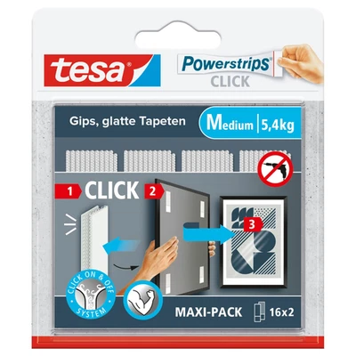 Tesa Powerstrips CLICK - Klett-Klebepads Zum An- Und Abklicken Von Bilderrahmen