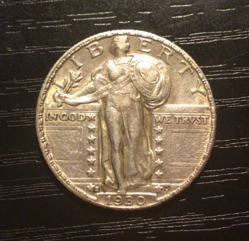 1930-S Standing Liberty Silver Quarter, AU+. Great Luster! G162
