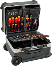 GT LINE Ruggedized Trolley Tool-Case with TSA Key Locks and Tool Pallets Pouches