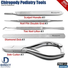 STAINLESS STEEL 11 PC PODIATRY CHIROPODY MANICURE PEDICURE NAIL CARE TOOLS KIT