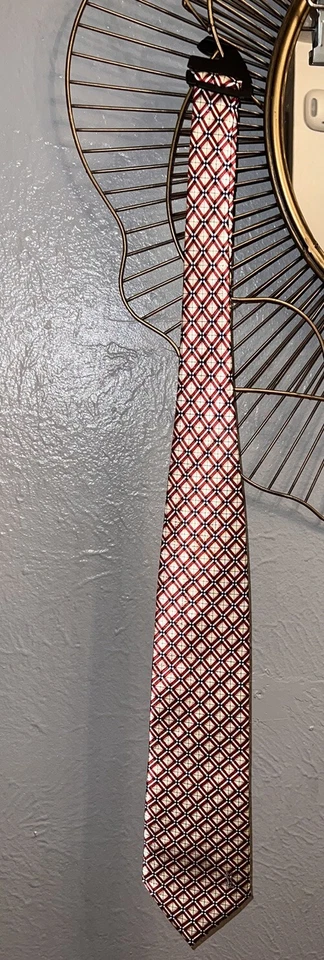 CORBATA VINTAGE YVES SAINT LAURENT para hombre roja y crema Foto 2 de 3