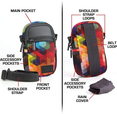 USA Gear Compact Camera Case Point & Shoot Bag with Geometric - Picture 3 of 8