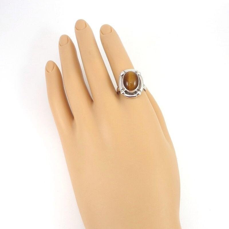 Sterling Silver Tigers Eye Bead Ball Split Band R… - image 3