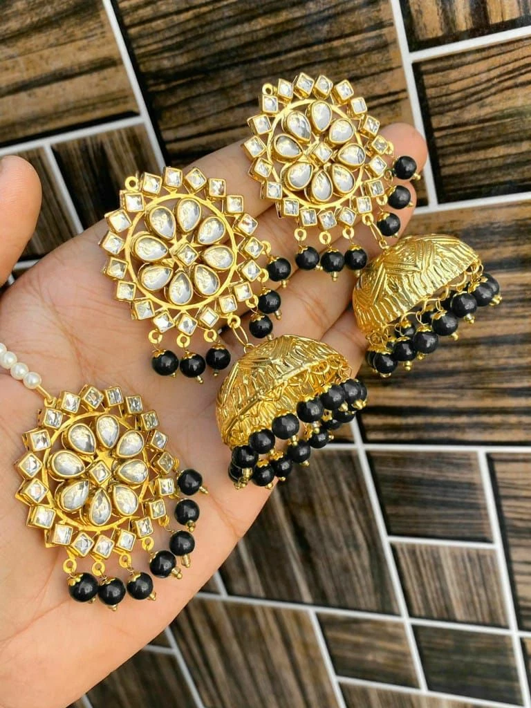 Handmade Black Jhumka Earrings I Kundan Earrings I Indian Wedding Earrings  I Partywear Traditional Earrings - Etsy