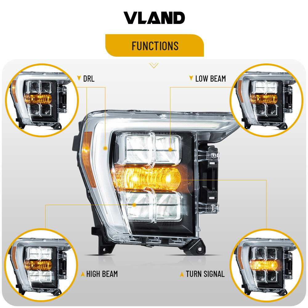 VLAND Coppia Fari Riflettori LED per Ford F-150 2021-23 Fanali Anteriori con LED DRL foto 3