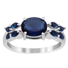Cluster Ring 5.50 Ctw Blue Sapphire Women Ring 925 Silver For Graduation Gift