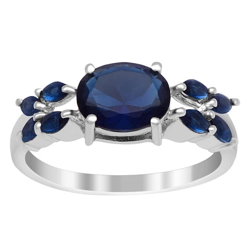 Cluster Ring 5.50 Ctw Blue Sapphire Women Ring 925 Silver For Graduation Gift