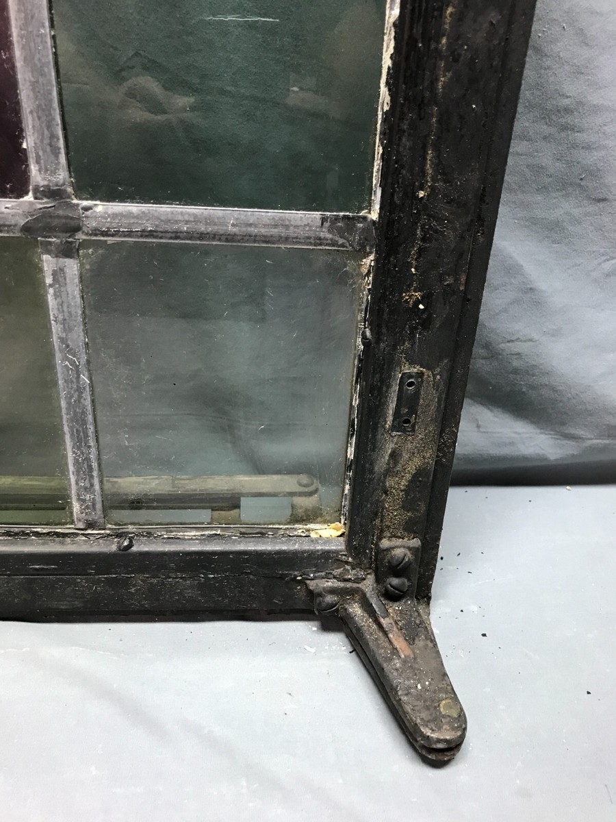 VTG Steel 16 Lite Leaded Stained-Glass 20x37 Tutor Casement Window