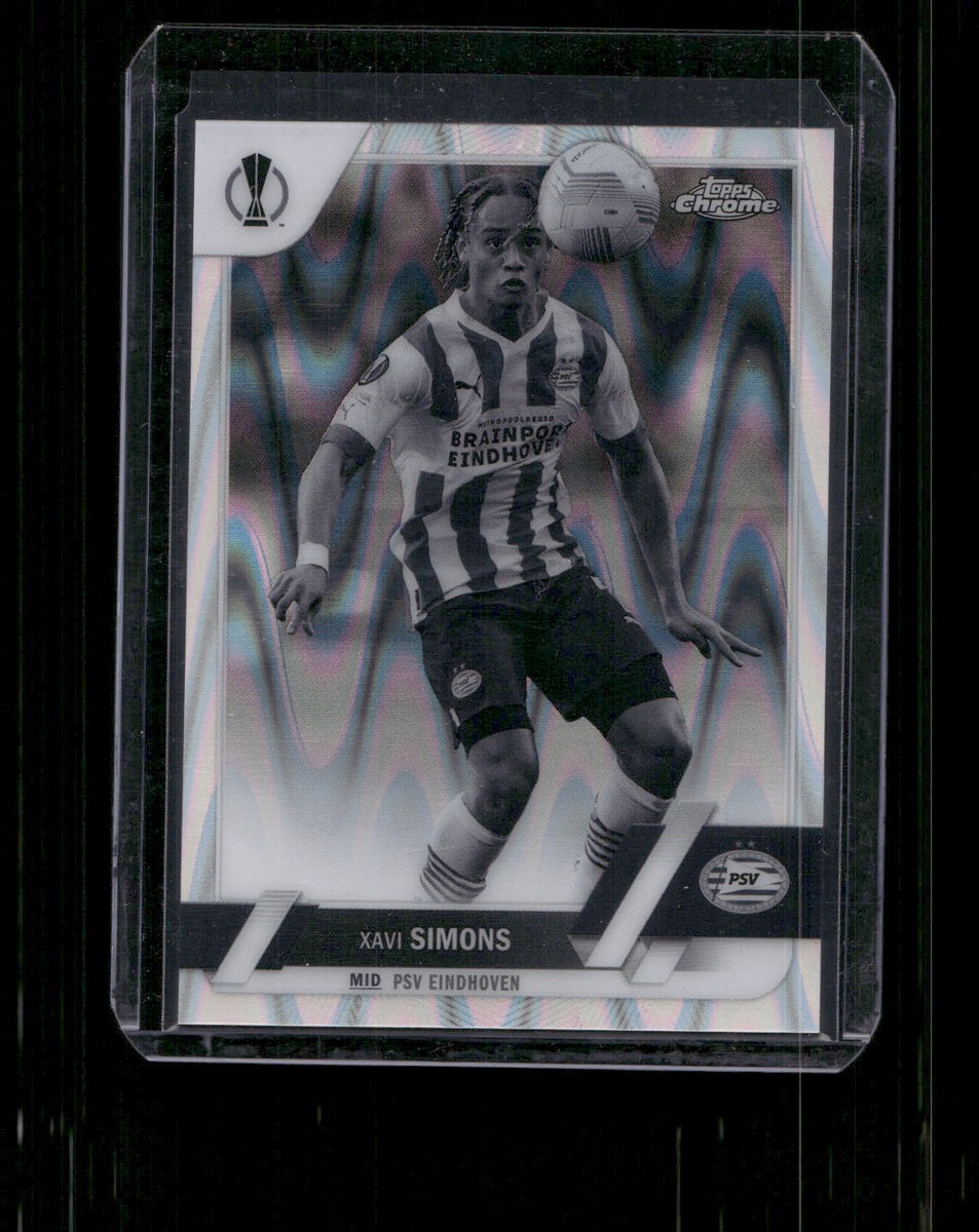 2022-23 Topps Chrome UEFA UCL #60 Xavi Simons Black & White Ray