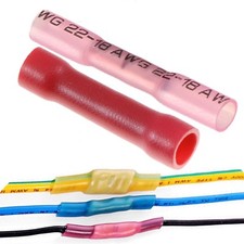 RED Adhesive Lined Heat Shrink Butt Sleeve Connectors Tube Terminals Audio TV