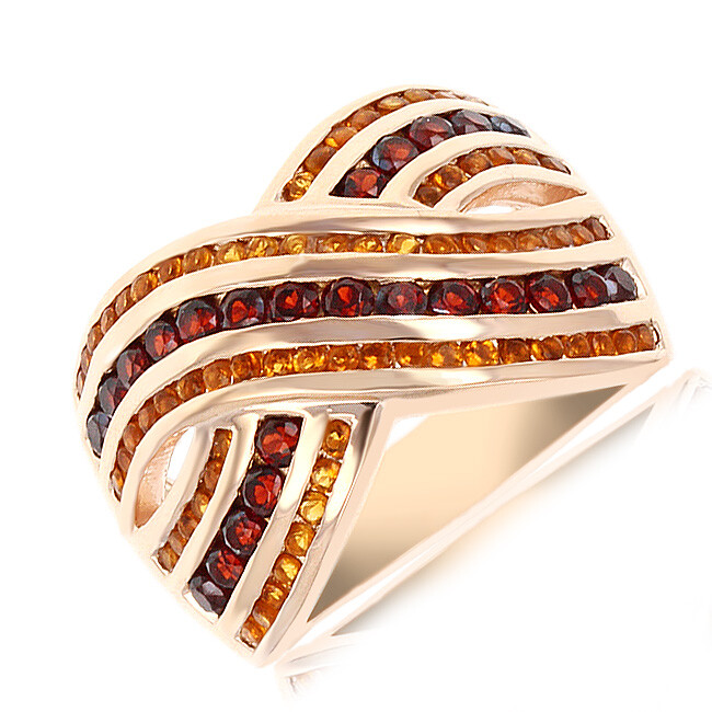 Crossover Wedding Band Ring Simulated Red Garnet 14k Rose Gold Plated 925 Silver-image