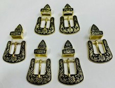 6 pcs set leather western buckle American brass 3 piece buckle set 20mm Gold