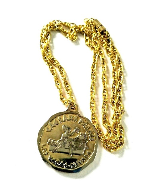 Caesars Palace Las Vegas Nevada Gold Tone Coin Necklace