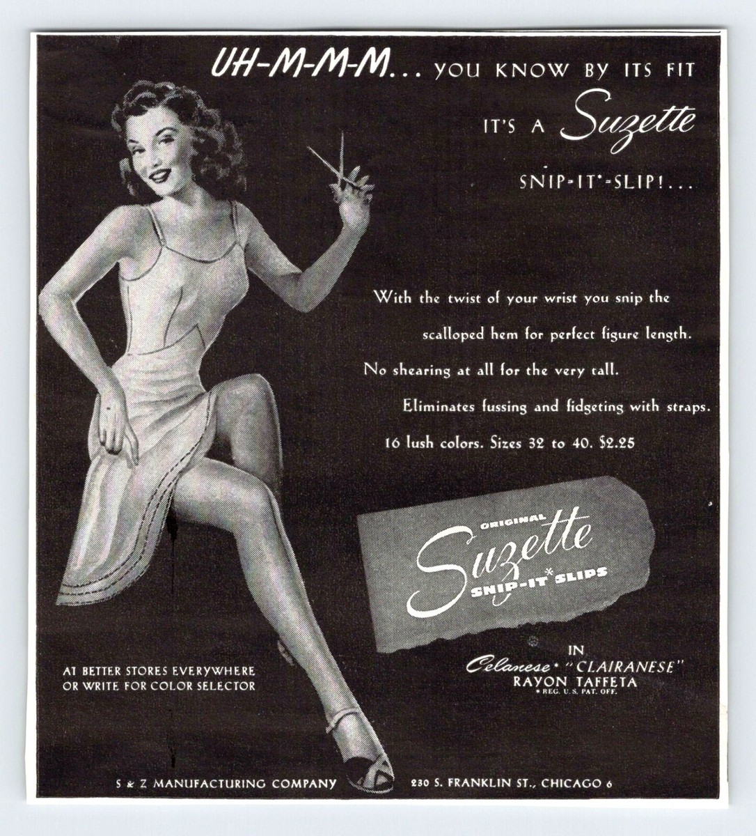 女性情報誌 vintage an.an no.40 1945 WOMAN SUZETTE SNIP-IT SLIPS 1940's FASHION AD Vintage 4.5