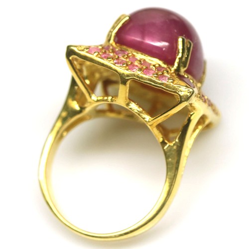 Gemma 13 x 16 MM Rosso Rubino & Zaffiro Rosa Gioielli Anello 925 Argento Misura - Foto 3 di 4